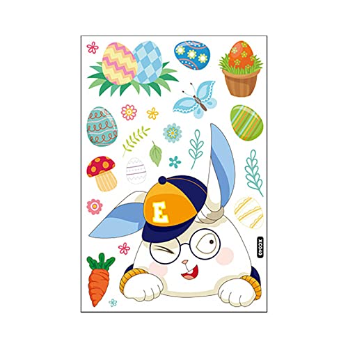 Kaninchen Glas Aufkleber Aufkleber Urlaub Dekorationen Frühling Kinderzimmer Home Küche Dekor Skate Bordfolie Tumblr Sticker Gelb (C, One Size) von Clacce