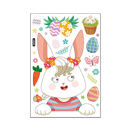 Kaninchen Glas Aufkleber Aufkleber Urlaub Dekorationen Frühling Kinderzimmer Home Küche Dekor Skate Bordfolie Tumblr Sticker Gelb (D, One Size) von Clacce