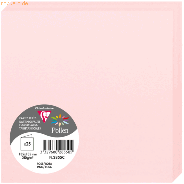 10 x Clairefontaine Doppelkarte Pollen 135x135mm 210g VE=25 Stück rosa von Clairefontaine