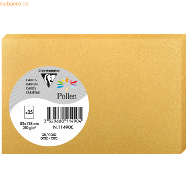 10 x Clairefontaine Karte Pollen 82x128mm 210g VE=25 Stück gold von Clairefontaine