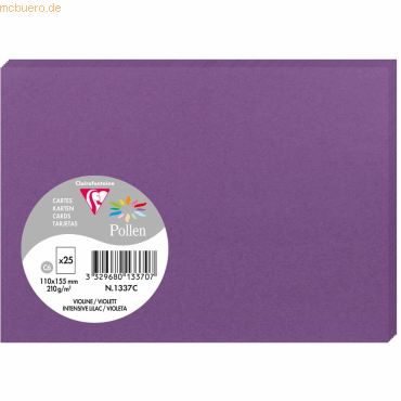 10 x Clairefontaine Karte Pollen C6 210g VE=25 Stück violett von Clairefontaine