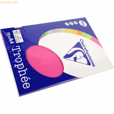 10 x Clairefontaine Kopierpapier Trophee A4 160g/qm 50 Blatt fuchsia von Clairefontaine