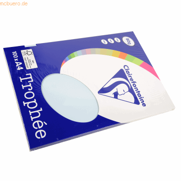 10 x Clairefontaine Kopierpapier Trophee A4 80g/qm VE=100 Blatt hellbl von Clairefontaine