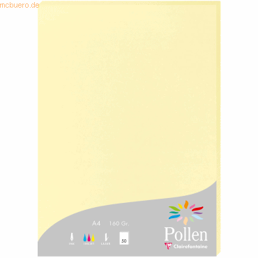 10 x Clairefontaine Papier A4 Pollen 160g 50 Blatt kanariengelb von Clairefontaine