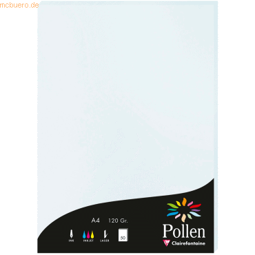 10 x Clairefontaine Papier Pollen A4 120g 50 Blatt blau von Clairefontaine