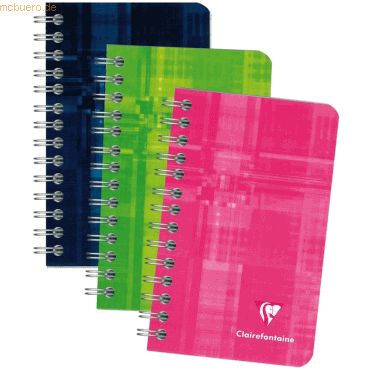 10 x Clairefontaine Spiralheft 7,5x12cm liniert 50 Blatt farbig sortie von Clairefontaine