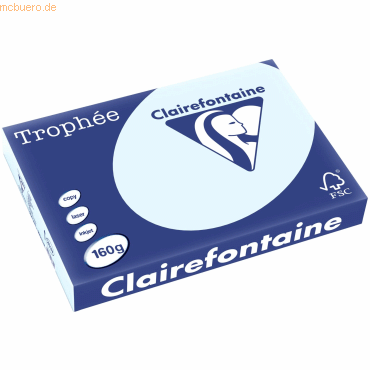 4 x Clairefontaine Kopierpapier Trophee A3 160g/qm VE=250 Blatt blau von Clairefontaine