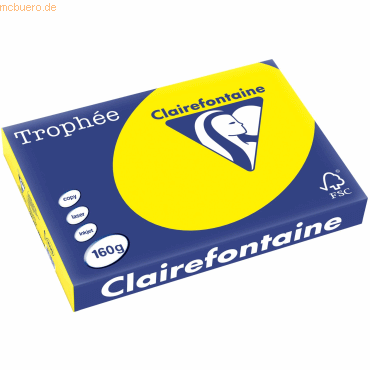 4 x Clairefontaine Kopierpapier Trophee A3 160g/qm VE=250 Blatt kanari von Clairefontaine