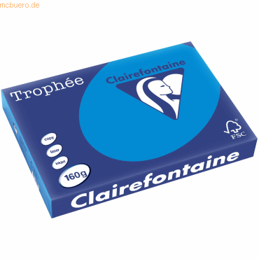 4 x Clairefontaine Kopierpapier Trophee A3 160g/qm VE=250 Blatt karibi von Clairefontaine