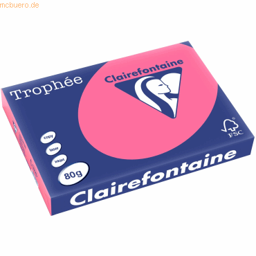 5 x Clairefontaine Kopierpapier Trophee A3 80g/qm VE=500 Blatt eosin von Clairefontaine