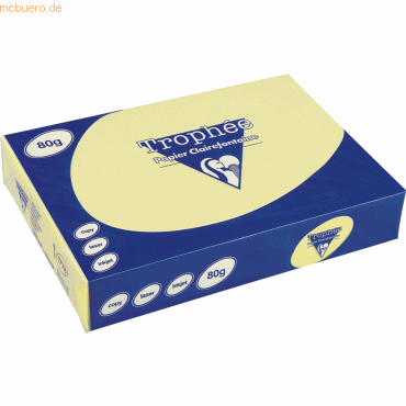 5 x Clairefontaine Kopierpapier Trophee A3 80g/qm VE=500 Blatt kanarie von Clairefontaine