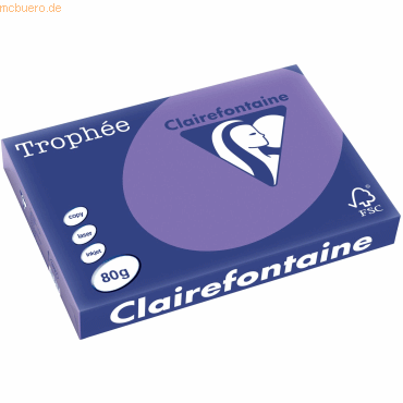 5 x Clairefontaine Kopierpapier Trophee A3 80g/qm VE=500 Blatt lila von Clairefontaine