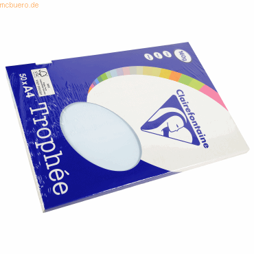 5 x Clairefontaine Kopierpapier Trophee A4 160g/qm VE=50 Blatt hellbla von Clairefontaine