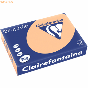 5 x Clairefontaine Kopierpapier Trophee A4 80g/qm VE=500 Blatt aprikos von Clairefontaine
