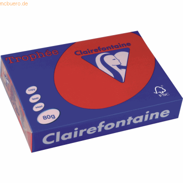 Clairefontaine Kopierpapier Trophee A4 80g/qm VE=500 Blatt kirschrot/d von Clairefontaine