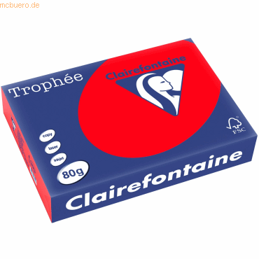 5 x Clairefontaine Kopierpapier Trophee A4 80g/qm VE=500 Blatt koralle von Clairefontaine