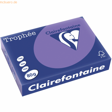 5 x Clairefontaine Kopierpapier Trophee A4 80g/qm VE=500 Blatt lila von Clairefontaine