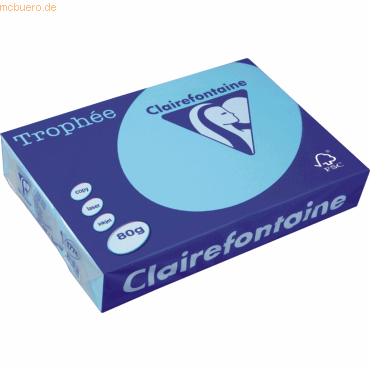 5 x Clairefontaine Kopierpapier Trophee Pastell A4 80g/qm blau VE=500 von Clairefontaine