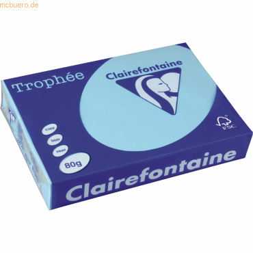 5 x Clairefontaine Kopierpapier Trophee Pastell A4 80g/qm eisblau VE=5 von Clairefontaine