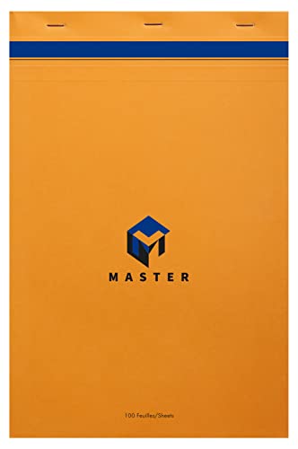 Calligraphe Clairefontaine 10714C - Packung mit 5 Schreibblöcken Calligraphe Master kopfseitig geheftet, DIN A4+ 21x31,8 cm, 50 Blatt kariert, 70 g, Orange, 1 Pack von Clairefontaine