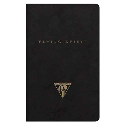 Clairefontaine 102586C - Heft Flying Spirit, liniert 7,5x12 cm, 48 Blatt, Velinpapier elfenbein 90g, Fadenbindung, Schwarz, in Retro Designs sortiert, 1 Stück von Clairefontaine