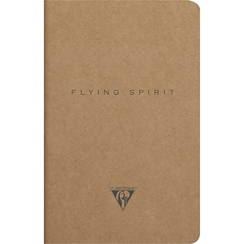 Clairefontaine 103506C - Heft Flying Spirit liniert 11x17 cm 48 Blatt Velinpapier elfenbein 90g, Braun, in Retro Designs sortiert, 1 Stück von Clairefontaine