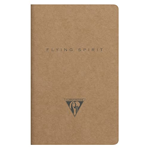 Clairefontaine 103586C - Heft Flying Spirit liniert 7,5x12 cm 24 Blatt Velinpapier elfenbein Clairefontaine 90g, Fadenbindung, Braun, in Retro Designs sortiert, 1 Stück von Clairefontaine