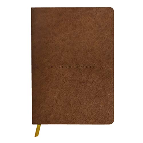 Clairefontaine 106943C Heft Flying Spirit, Cover aus Leder, 14,8 x 21cm, Fadenbindung, Lesezeichen, 90 Blatt, 90g, dot, 1 Stück, Cognac von Clairefontaine