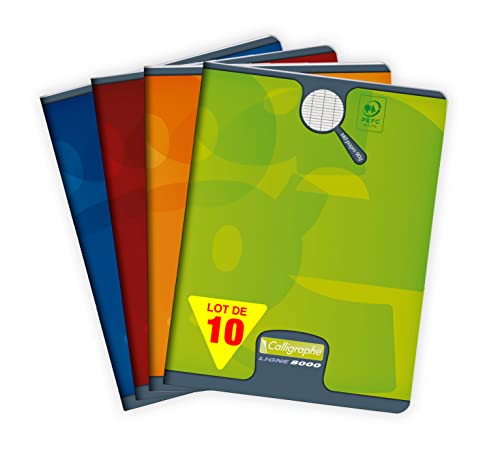 Clairefontaine 108728C - Packung mit 10 Heften Calligraphe 70 Blatt, 17x22 cm, 90g, französische Lineatur, geheftet, farbig sortiert, 1 Pack Clairefontaine 108728C - Packung mit 10 Heften Calligraphe 70 Blatt, 17x22 cm, 90g, französische Lineatur, geheftet, farbig sortiert, 1 Pack von Calligraphe