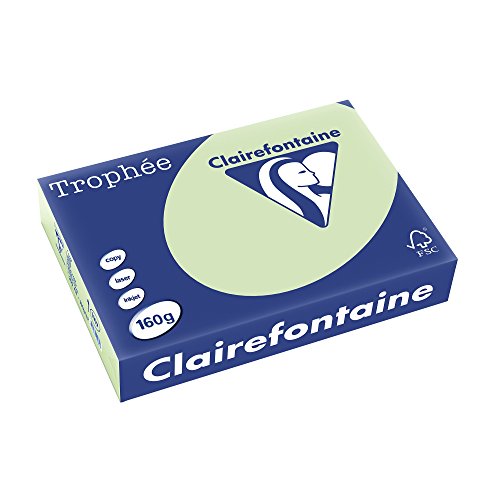 Clairefontaine 1107C - Ries Druckerpapier / Kopierpapier Trophee, intensive Farben, DIN A4, 160g, 250 Blatt, Golf Grün, 1 Ries von Clairefontaine