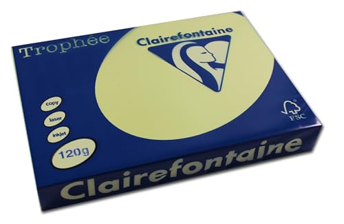 Clairefontaine 1113C - Ries mit 250 Blatt Druckerpapier / Kopierpapier Trophée, DIN A4 (21x29,7 cm), 120g, Gelb Pastellfarbe, 1 Ries von Clairefontaine