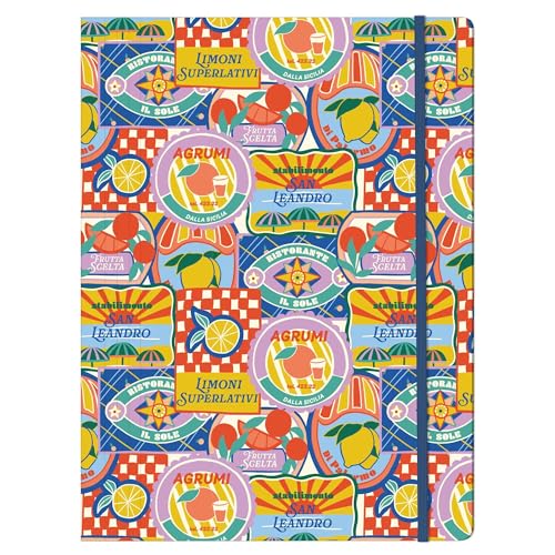 Clairefontaine - 116275C – Ein Gummizugmappe, 22 x 31 cm, 3 Klappen im A4-Format, praktisch und farbenfroh – Zitrusdekor in kräftigen Farben – ideal für Büro, Ablage und Organisation – Dolce Amore von Clairefontaine