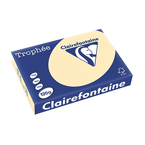 Clairefontaine 1203C - Ries Druckerpapier / Kopierpapier Trophee, intensive Farben, DIN A4, 120g, 250 Blatt, Beige, 1 Ries von Clairefontaine