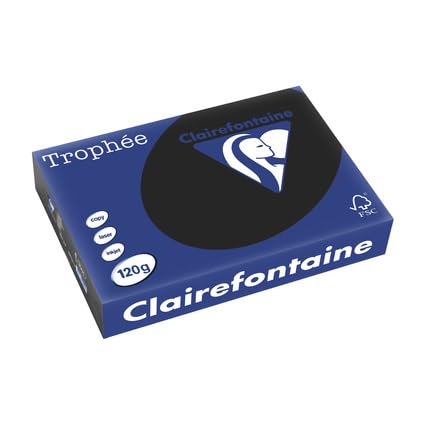 Clairefontaine 1208C - Ries Druckerpapier/Kopierpapier Trophee, Pastell Farben, DIN A4, 120g, 250 Blatt, schwarz 1 Ries von Clairefontaine