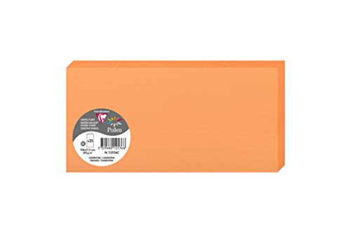 Clairefontaine 12536C Packung mit 25 Doppelkarten, gefaltet, 210g, in Format DL, 106 x 213mm, Clementine von Clairefontaine