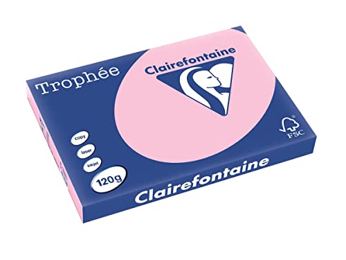 Clairefontaine 1310C - Ries mit 250 Blatt Druckerpapier / Kopierpapier Trophée, DIN A3 (29,7x42 cm), 120g, Rosa Pastellfarbe, 1 Ries von Clairefontaine
