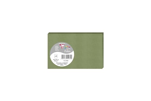 Clairefontaine 1470C - Packung mit 25 Einzelkarten Pollen 8,2x12,8 cm 210g/m2, ideal für Ihre Einladungen und Korrespondenz, Salbei, 1 Pack von Clairefontaine