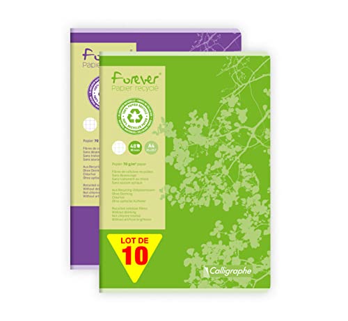 Clairefontaine 17125C - Packung mit 10 Heften gebunden Forever DIN A4, kariert, 48 Blatt, farbig sortiert, 1 Pack von Clairefontaine