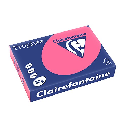 Clairefontaine 1771C - Ries Druckerpapier / Kopierpapier Trophee, intensive Farben, DIN A4, 80g, 500 Blatt, Fuchsia, 1 Ries von Clairefontaine