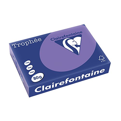 Clairefontaine 1786C - Ries Druckerpapier / Kopierpapier Trophee, intensive Farben, DIN A4, 80g, 500 Blatt, Violett, 1 Ries von Clairefontaine