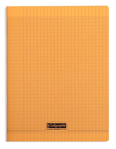 Clairefontaine 18198C - Heft / Schulheft Calligraphe DIN A4+ 24x32 cm, 48 Blatt, französische Lineatur, 90g, Orange, 1 Stück von Calligraphe