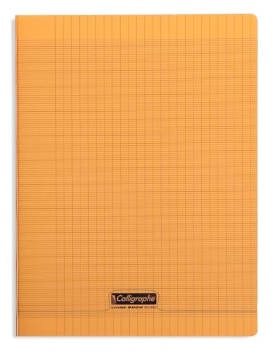 Clairefontaine 18398C - Heft / Schulheft Calligraphe DIN A4+ 24x32cm 96 Blatt, französische Lineatur, 90g, Orange, 1 Stück von Calligraphe