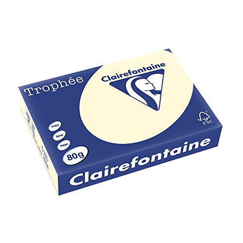 Clairefontaine 1871C - Ries Druckerpapier / Kopierpapier Trophee, intensive Farben, DIN A4, 80g, 500 Blatt, Elfenbein, 1 Ries von Clairefontaine