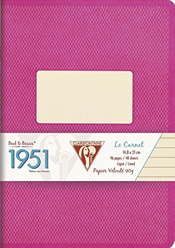 Clairefontaine 195836C Back to basics 1951 Heft (DIN A5, 14,8 x 21 cm, liniert, 48 Blatt) 1 Stück himbeer von Clairefontaine