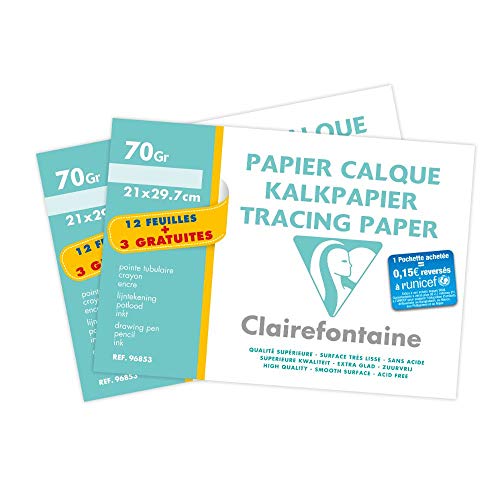 Clairefontaine 196853AMZC Set mit 2 Packungen transparentes Papier, 70g, DIN A4, 30 Blatt, 1 Set, Transparent von Clairefontaine