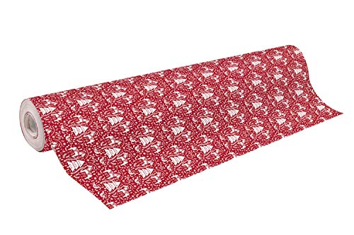 Clairefontaine 201889C Geschenkpapier Alliance (große Breite, 50 x 0,70m, 60g/qm, ideal für Ihre Geschenke) 1 Rolle weihnachtsbäume rot / weiß von Clairefontaine