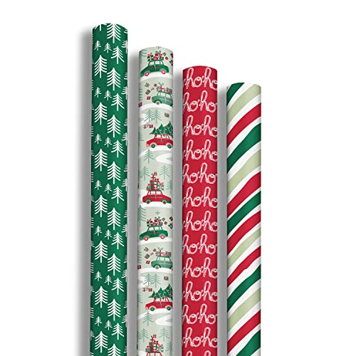 Clairefontaine 202084AMZC - Karton mit 12 Rollen Geschenkpapier Excellia 80g, 2x0,70m, ideal für Weihnachten, Hohoho, 1 Karton von Clairefontaine