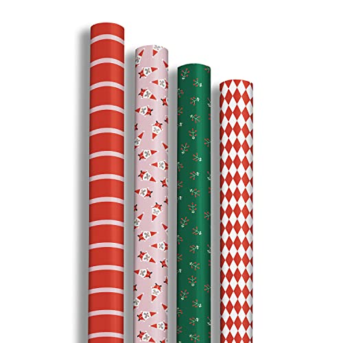 Clairefontaine 211426AMZC - Packung mit 12 Rollen Geschenkpapier Excellia, 2 m x 70 cm, 80g, 1 Pack, Blabla, Motive sortiert von Clairefontaine