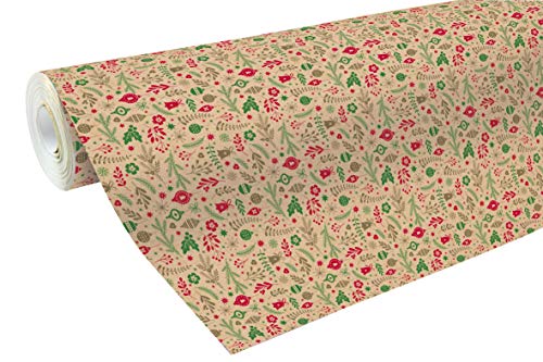 Clairefontaine 211725C - Rolle Geschenkpapier aus recycling Kraftpapier, 50mx70 cm 70g, Weichnachten, 1 Rolle von Clairefontaine