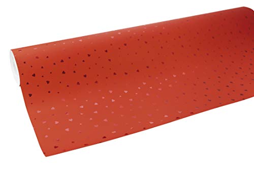 Clairefontaine 211740C Geschenkpapier Premium (50x0,70m, 80g/qm) 1 Rolle Rot/Rote Herzchen von Clairefontaine